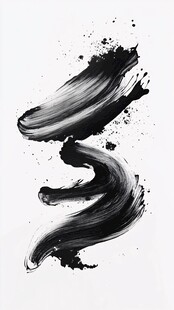 水墨笔触泼墨艺术画面
