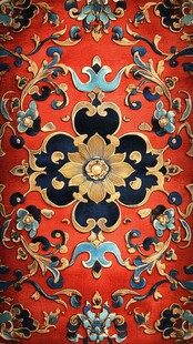 中式传统刺绣花卉图案