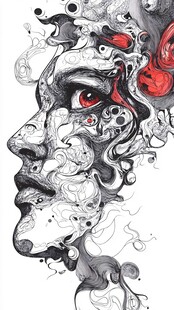 奇幻眼球人脸抽象艺术画