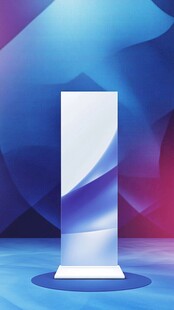 梦幻渐变背景下的展示立柱