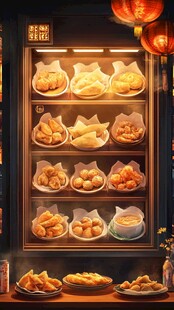 传统中式点心橱窗展示
