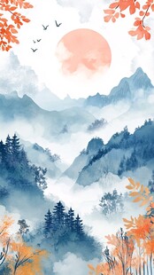 秋日山林云海日出美景