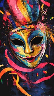 多彩狂欢面具插画