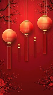 红灯笼装点的喜庆中式背景