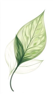 清新手绘绿叶植物插画