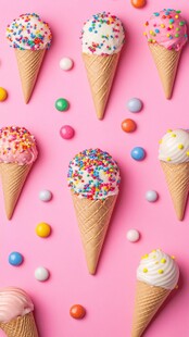 缤纷甜筒装点粉色甜蜜世界