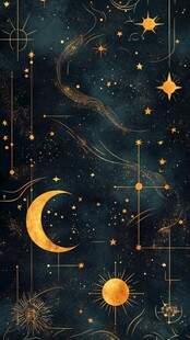 梦幻星空日月星辰图案