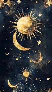 金色日月星辰梦幻图案