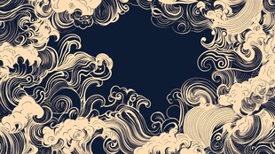 中式海浪纹边框装饰图案