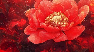 艳丽红牡丹 梦幻背景图