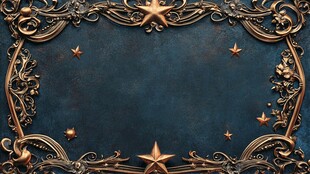 华丽金边星饰深色背景框