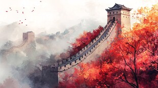 秋日长城美景如画