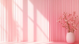 粉色温馨角落的插花景致