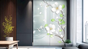 简约居室的花卉玻璃柜门