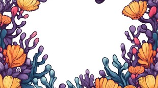 海洋花卉风边框插画