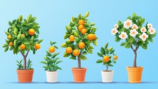 盆栽柑橘树 清新绿植展示