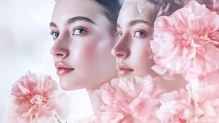 双生花颜 唯美女性花卉写真