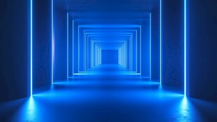 蓝色霓虹灯光未来感通道