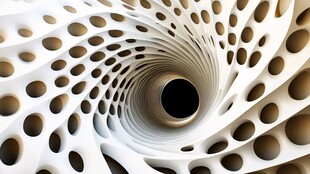 白色孔洞螺旋结构艺术造型