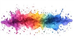 彩虹水彩飞溅艺术效果