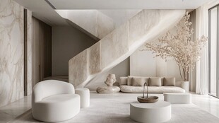极简风大理石客厅优雅空间