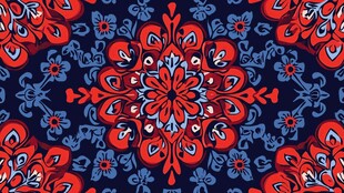 红蓝花卉图案无缝背景