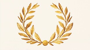 金色月桂叶花环装饰图案