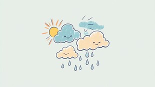 可爱天气插画 云雨与阳光