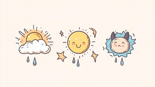 可爱天气元素卡通插画
