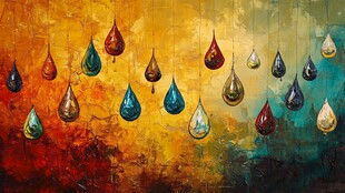 彩色水滴抽象艺术画作