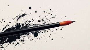 毛笔挥墨瞬间艺术风采