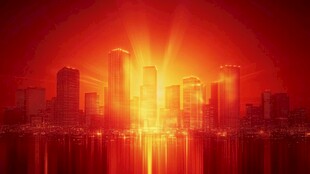 火红都市天际线梦幻光影