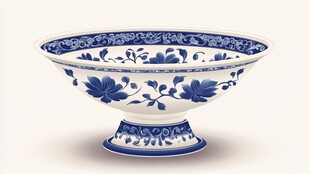 青花瓷高足碗 典雅中式风