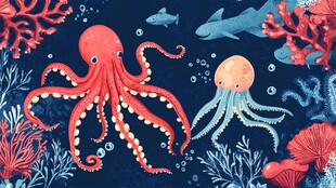 海洋中的多彩章鱼与伙伴