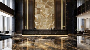 豪华现代酒店大堂接待区