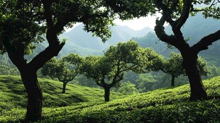 山林绿意 葱郁树木与绿野