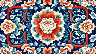 中式古典花卉图案锦纹