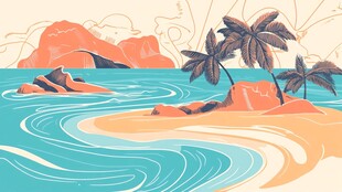 热带海岛风光插画