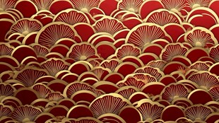 红金扇形图案背景纹理
