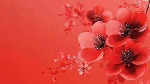 红色花卉背景图