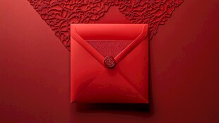 红色喜庆信封与精美花纹