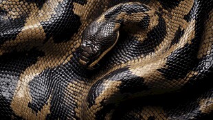 盘绕的花纹蟒蛇特写