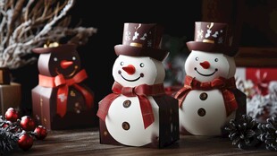 可爱雪人造型节日装饰摆件