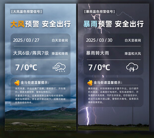 恶劣天气预警海报含字体