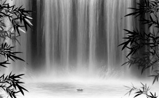 水墨瀑布画