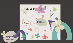 手绘卡通宝宝宴生日宴满月宴百天