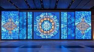 绚丽教堂风彩色玻璃艺术墙