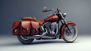 复古红色摩托车优雅亮相