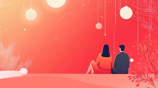 情侣共赏浪漫夜景