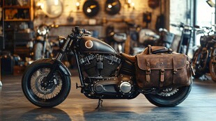 复古风摩托车陈列于工作室